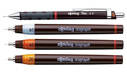  Rotring Isograph Junior Set 3X Technical Pens (0.20mm, 0.40mm,  0.60mm) + Accessories : Office Products