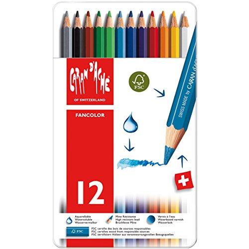 Caran d'Ache Fancolor Color Pencils, 12 Colors Caran d'Ache